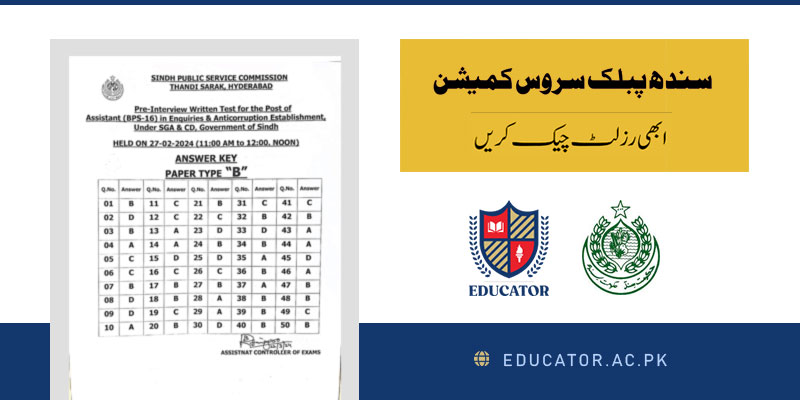 Sindh Public Service Commission Result Answer Key