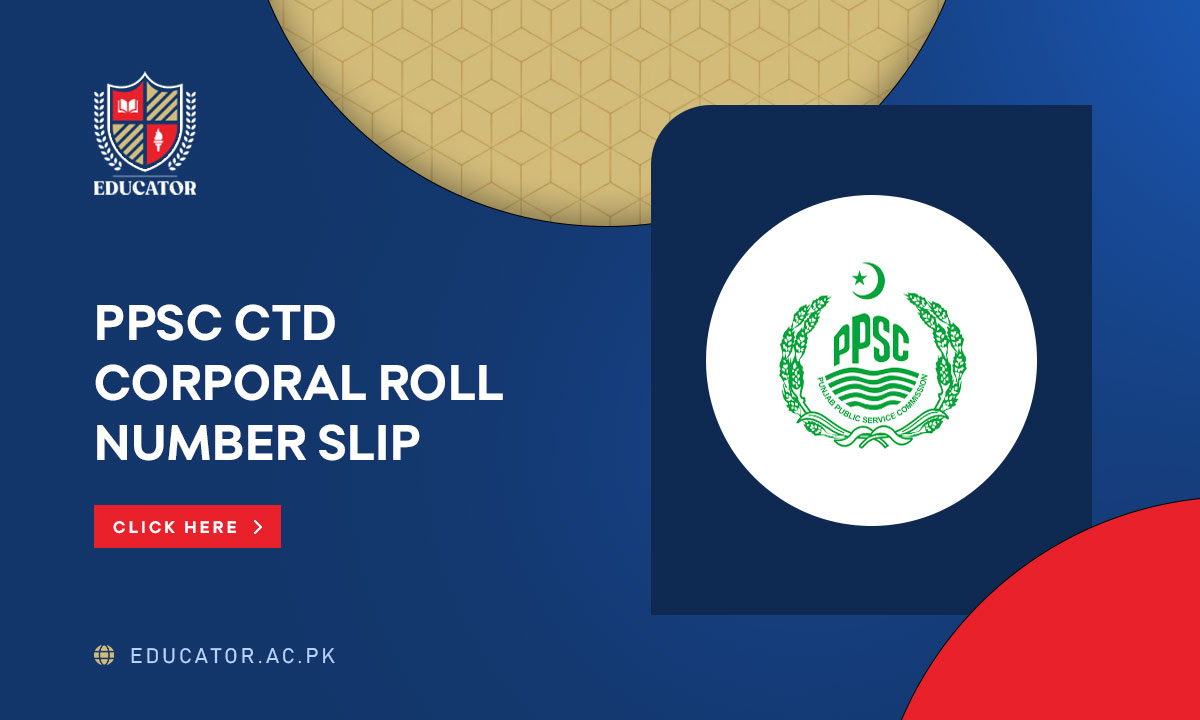 PPSC CTD Corporal Roll Number Slip