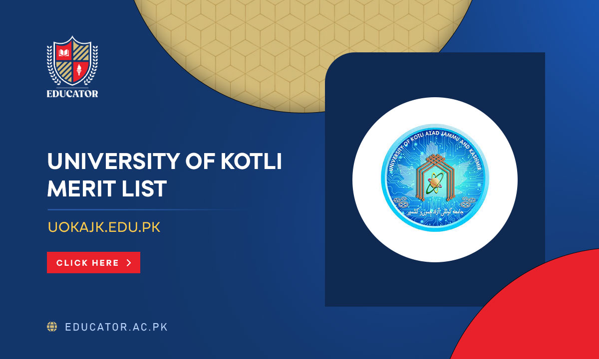 University of Kotli Merit List 2024 1st, 2nd 3rd PDF Download